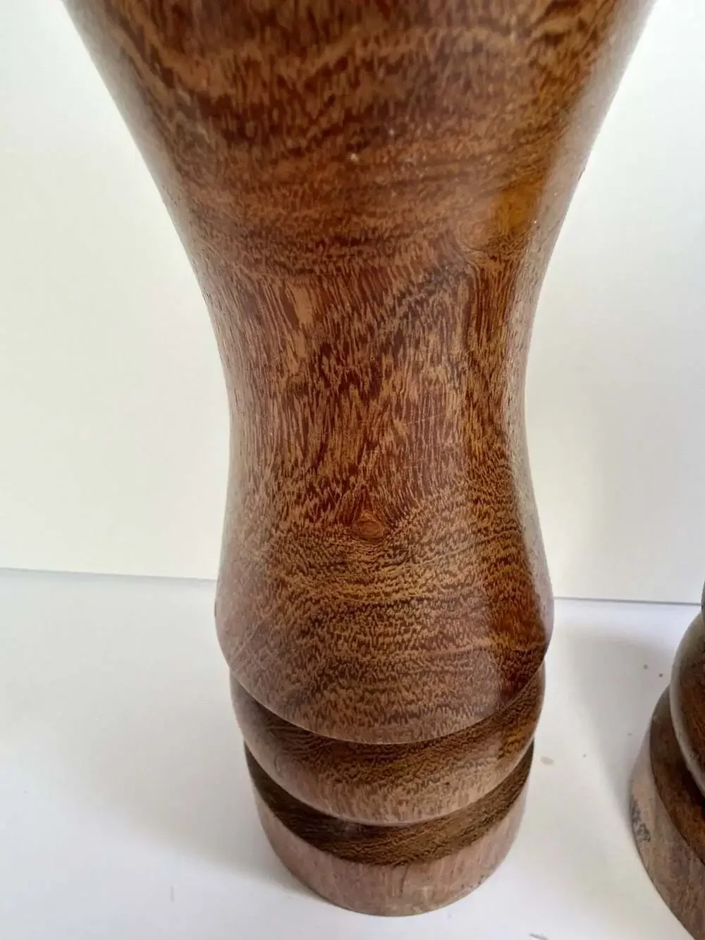 Vintage Hand-Turned Mesquite Wood Salt Shaker and Pepper Mill Grinder Set 10 Inc